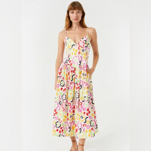 RHODE Linen Sophie Dress in Painted Bloom - Picture 5 of 10